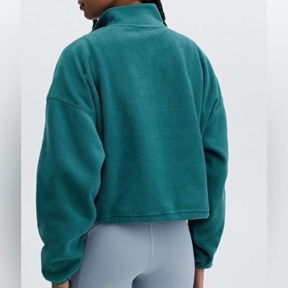 Fabletics XS Crop Sweaters Sweatshirts Cozy Winter Green Pocket Oversized Lounge - Picture 2 of 15